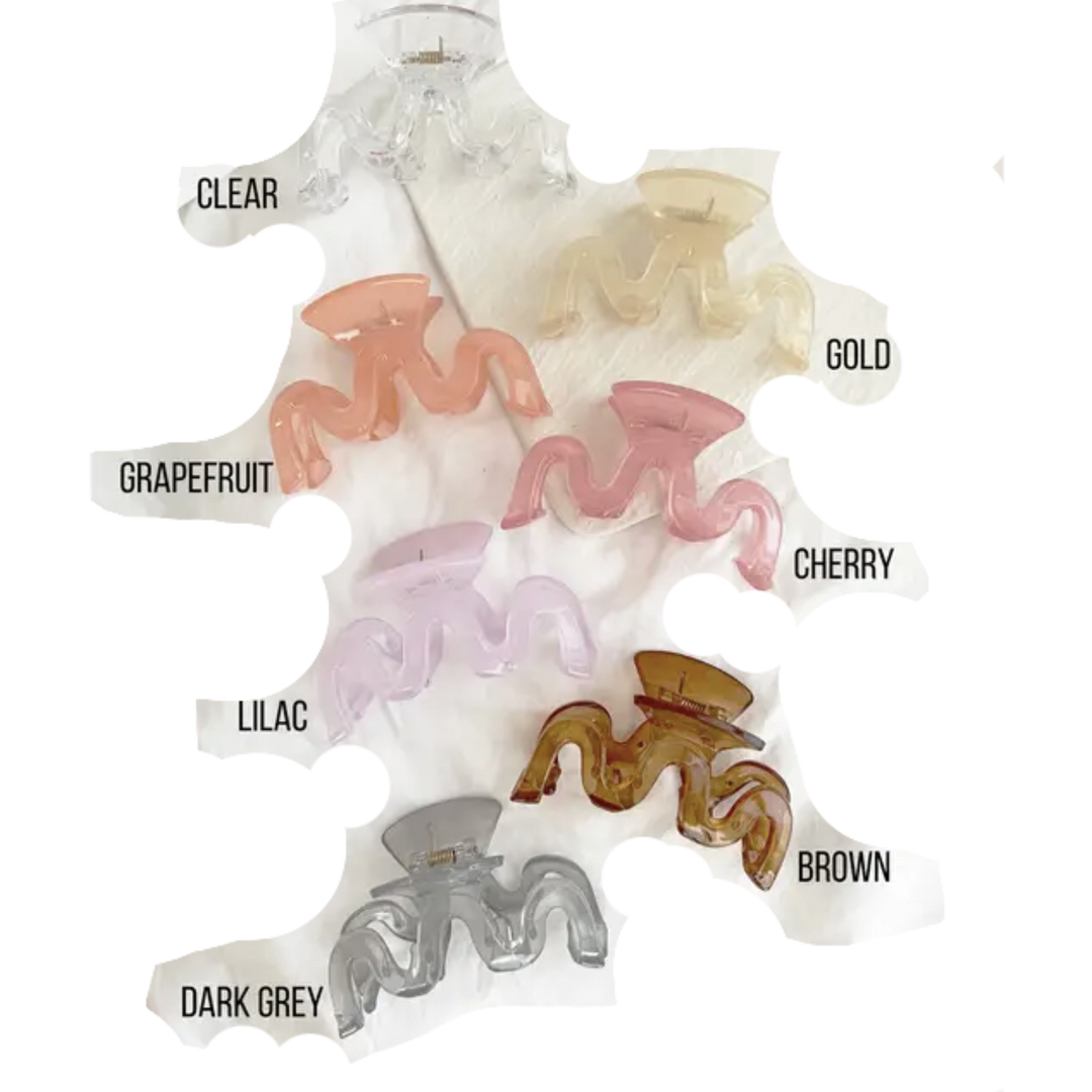 Wavy Glossy 3.25" Hair Claw, Haip Clips (ABBIE-JELLY)