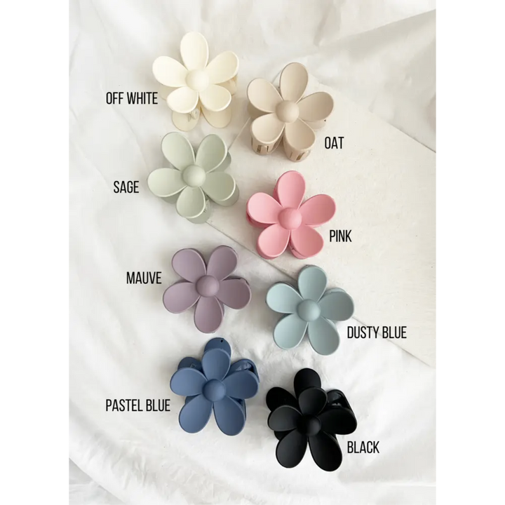 Flower 3" Hair Clips, Matte Hair Claw (AVA)