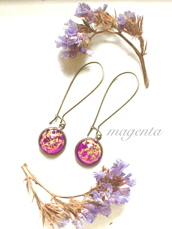 Queen Anne's Lace Small Resin Drop Earrings