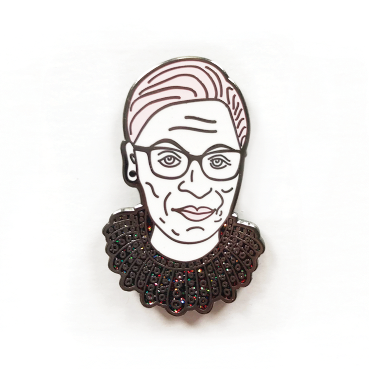 Ruth Bader Ginsburg Dissent Collar Glitter Enamel Pin