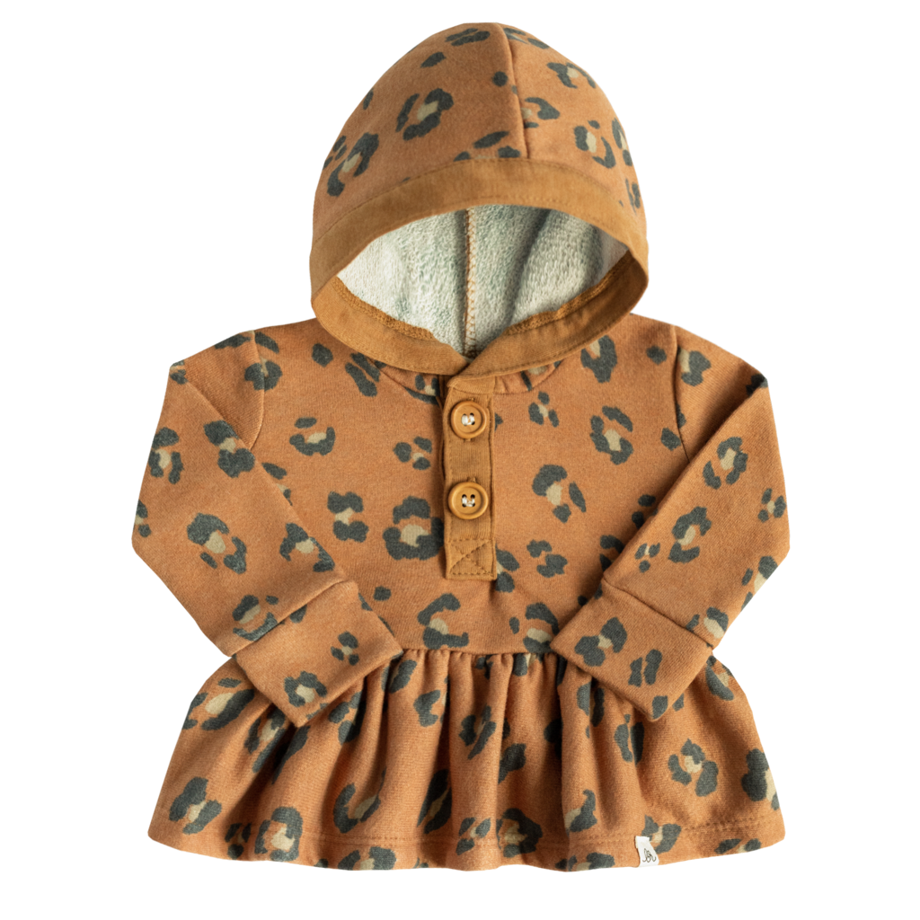 Rust and Cheetah Peplum Hoodie