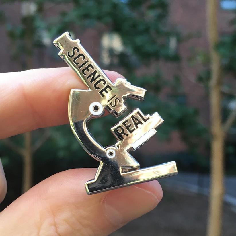 Science Is Real Microscope Pin