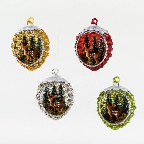 Reindeer Pinecone Scene Ornament