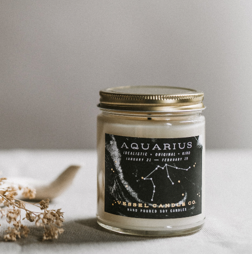 Aquarius Zodiac Candle