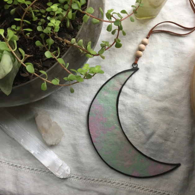 Crescent Moon Stained Glass Sun Catcher
