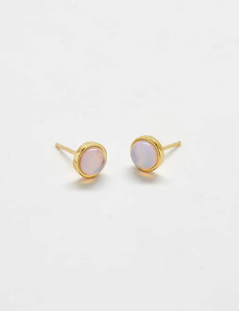 Tiny Gold Opal Stone Stud Earrings