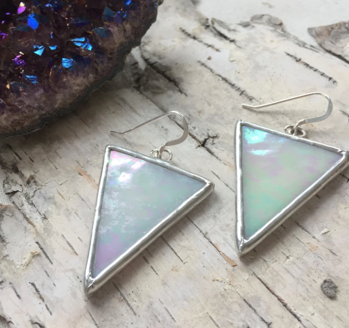 Large Triangle Stained Glass Earrings