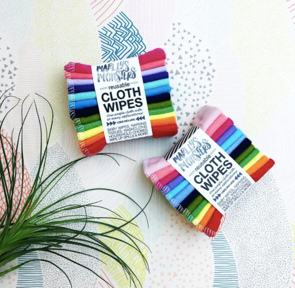 Reusable Cloth Wipes - Rainbow Solid Colors