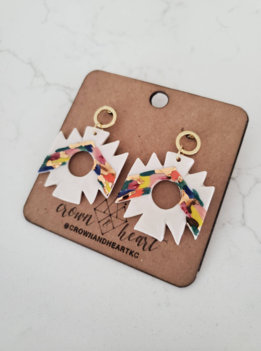 Geometric Color Dash Statement Earrings