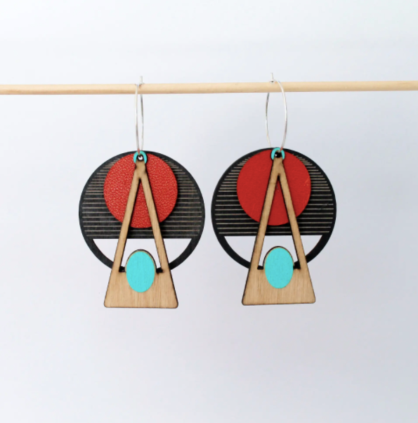 Deco Earrings: Red on Black