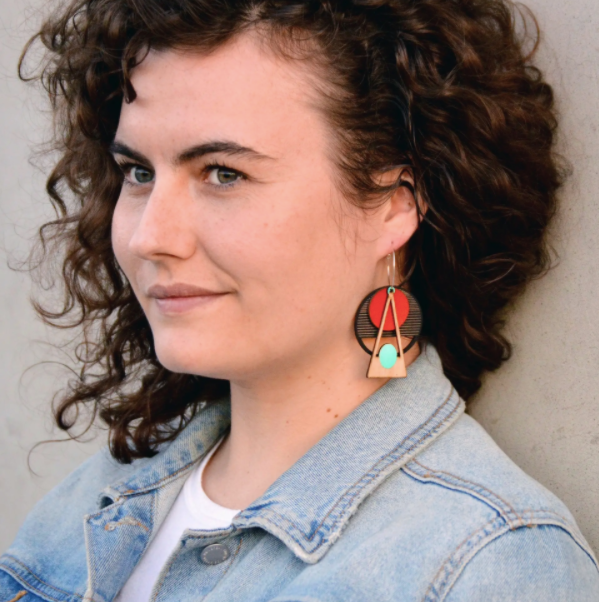 Deco Earrings: Red on Black