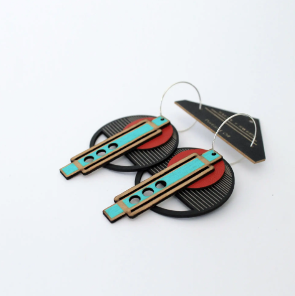 Wright Earrings in Red on Black