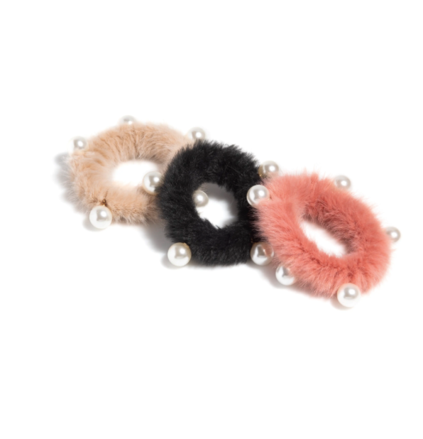 Faux Fur Pony Tail Holders Set