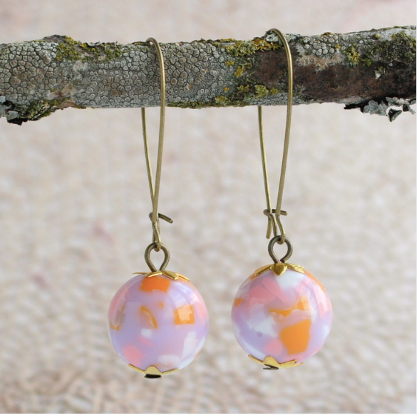 Light Purple Confetti Dangle Earrings