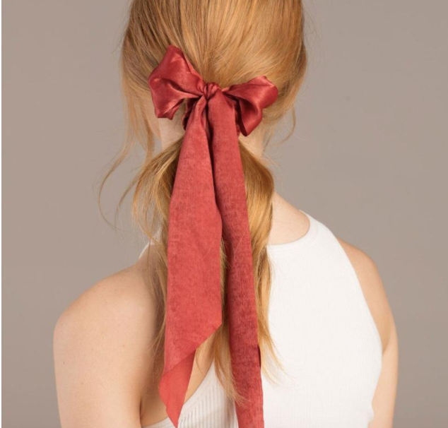 Satin Bow Scarf Scrunchies - Blush/Mauve