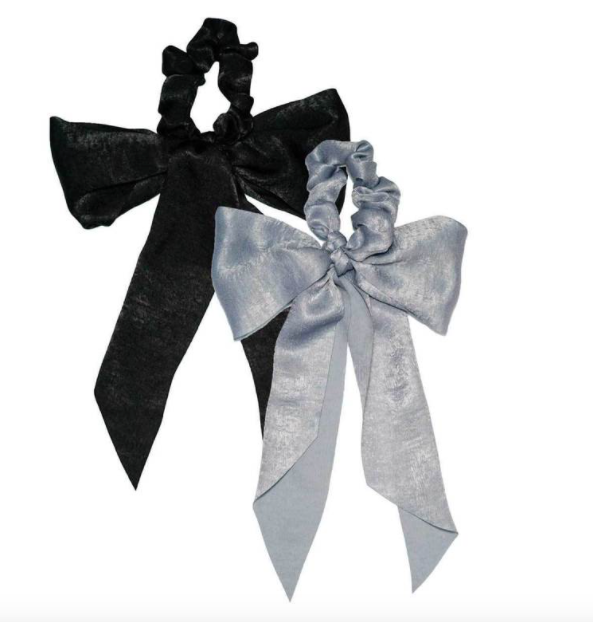 Satin Scarf Scrunchies - Black/Gray