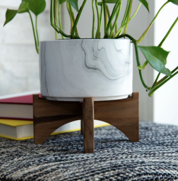 5" Marble finish Ceramic on Wood Stand