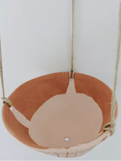 Graph Hanging Planter in Pink & Terracotta