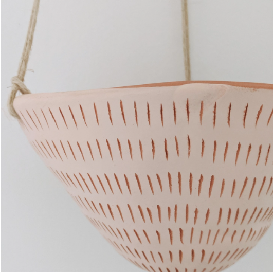 Dash Hanging Planter - Pink & Terracotta