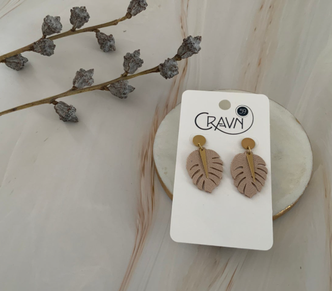 Small Monstera Earrings