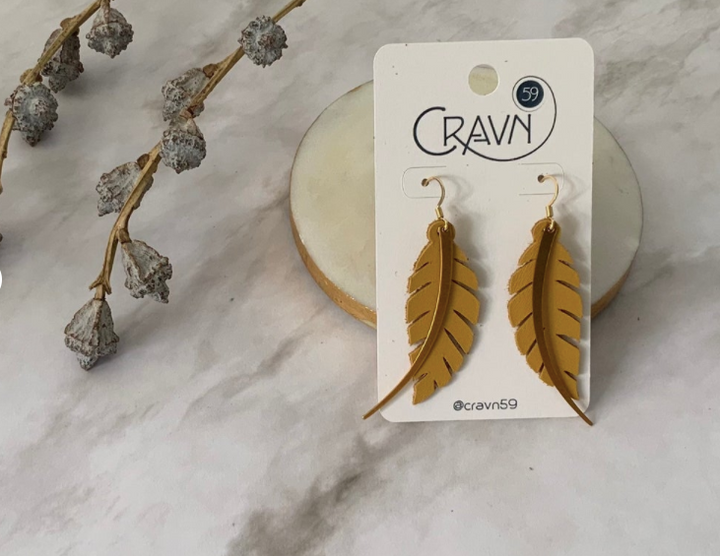 Feather and Brass Earrings