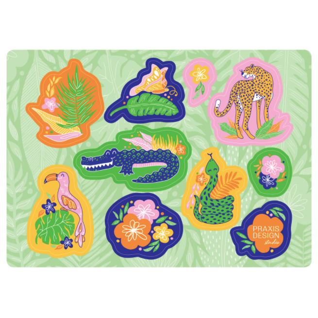 Summer Jungle Stationery + Sticker Set