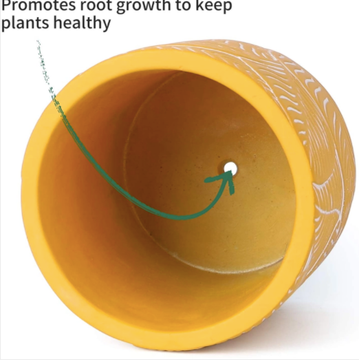 Yellow Vintage Leaf Cement Pot