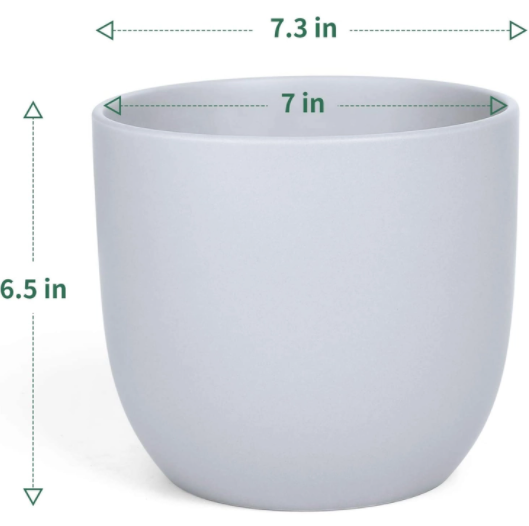 7" Grey Round Modern Ceramic Planter