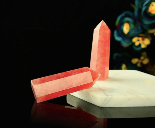 Polished Strawberry Quartz Crystal Tower