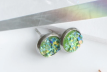 Olive Green Druzy Crystal Earrings