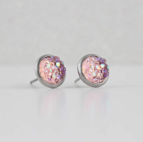 Pink Lemonade Druzy Crystal Earrings