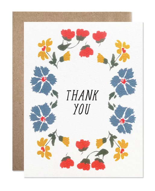 Thank You Cornflowers & Neon Flowers Card