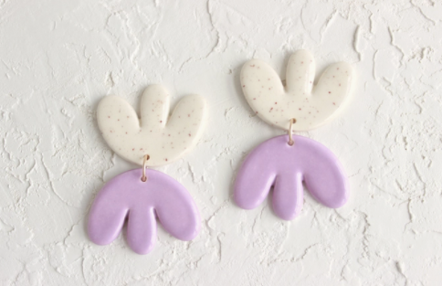 Double Tulip Ceramic Statement Earrings