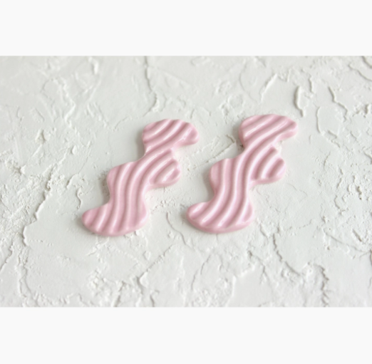 Stamped Squiggle Oversized Ceramic Stud