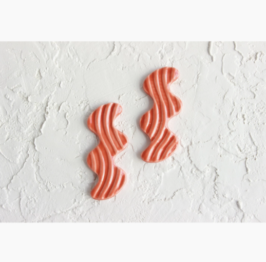 Stamped Squiggle Oversized Ceramic Stud
