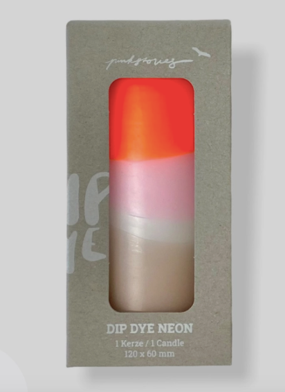 Dip Dye Neon Candle - Papaya Rock