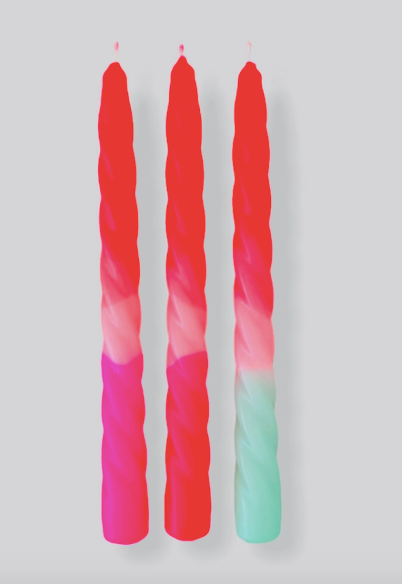 Dip Dye Neon Candle - Ice Cream Pink