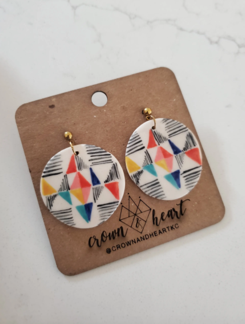 Modern Geometric Color Block Circlet Earrings