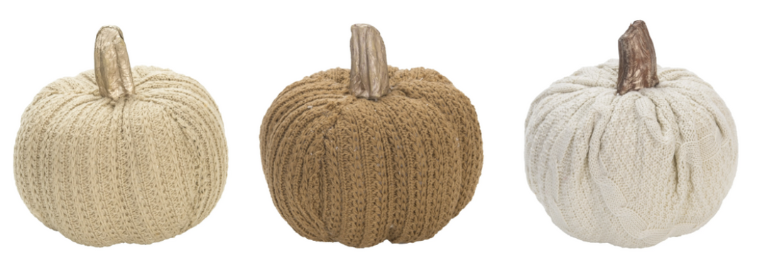 Foam Harvest Neutral Knit Pumpkins