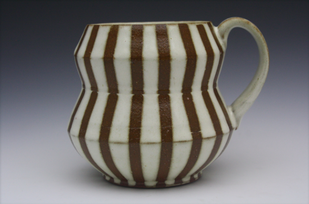 Angle Mug - White & Brown Stripes