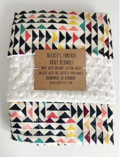 Organic Cotton Jersey + Minky Baby Blanket - Taco Hearts