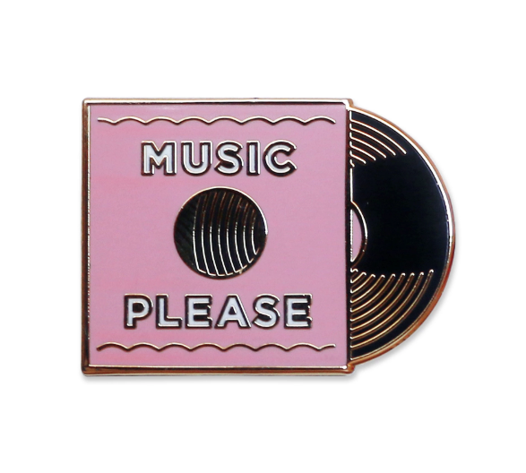 Pink 'Music Please' Lapel Pin