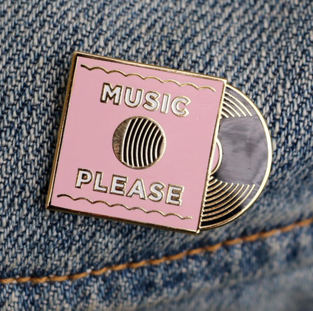 Pink 'Music Please' Lapel Pin