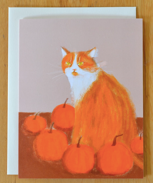 Fall Pumpkin Cat Card
