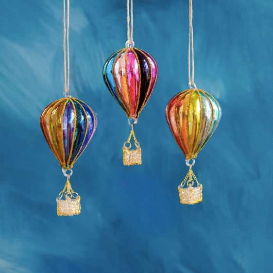 Rainbow Hot Air Balloon Ornament Assorted