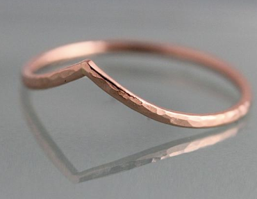 Hammered Chevron Ring - Rose Gold Fill