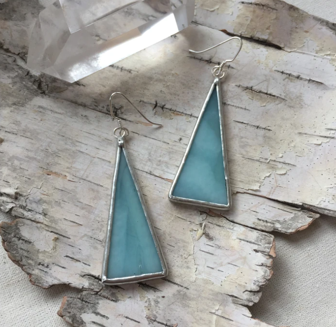 Long Triangle Stained Glass Earrings