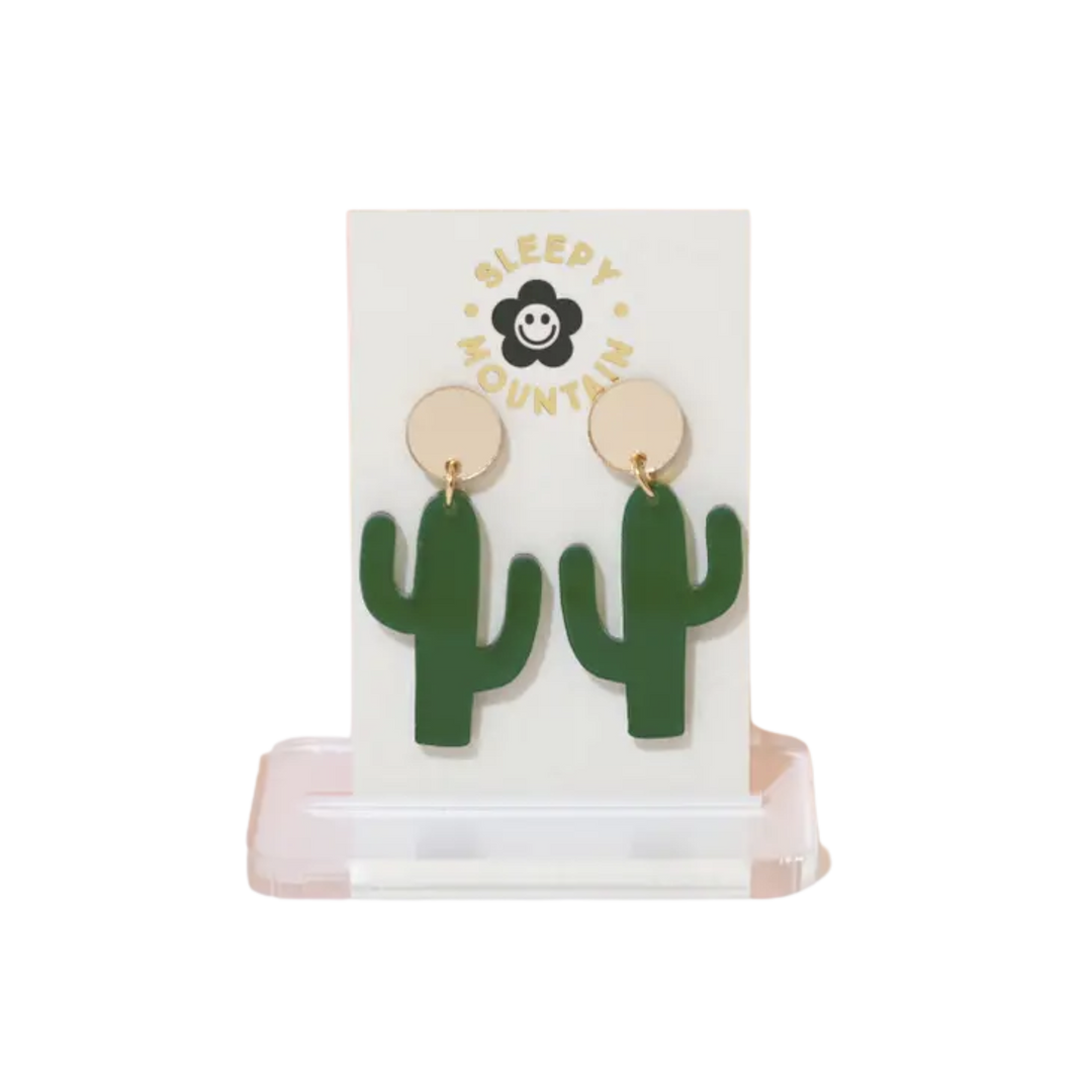 Cactus Earrings - Green Dangles