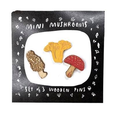 Mini Mushrooms Wooden Pins- Set of 3