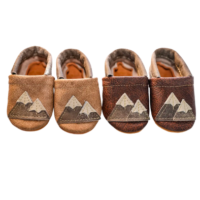 Sable & Latte Mountains Leather Shoes Moccs Baby and Toddler: Latte
